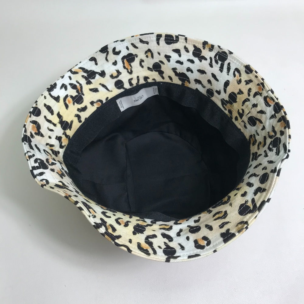 CELINE Gregory Edwards Leopard Print Bucket Hat, Unisex, Cotton, Yellow Beige