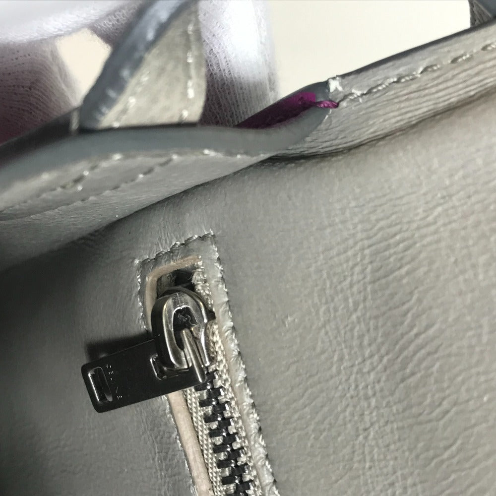 CELINE Two-Tone Trotter Small Crossbody Shoulder Bag in Leather, Gray and Purple-Pink