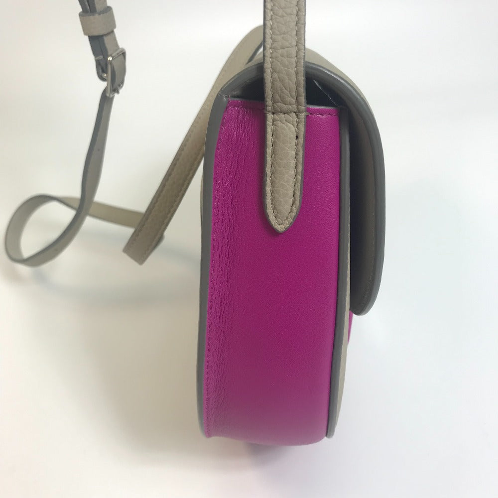CELINE Two-Tone Trotter Small Crossbody Shoulder Bag in Leather, Gray and Purple-Pink