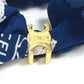CELINE Sulky Logo Hair Accessory, Silk Scrunchie, Women's, Blue