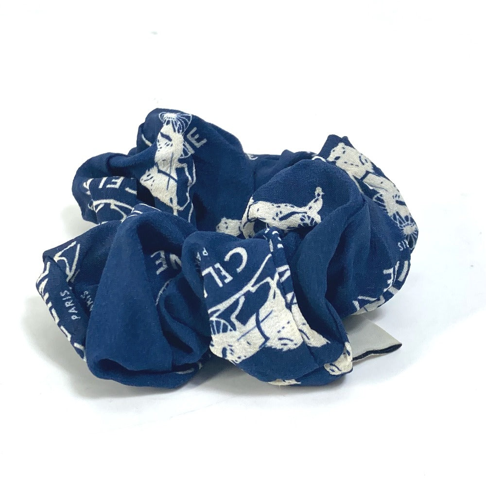 CELINE Sulky Logo Hair Accessory, Silk Scrunchie, Women's, Blue