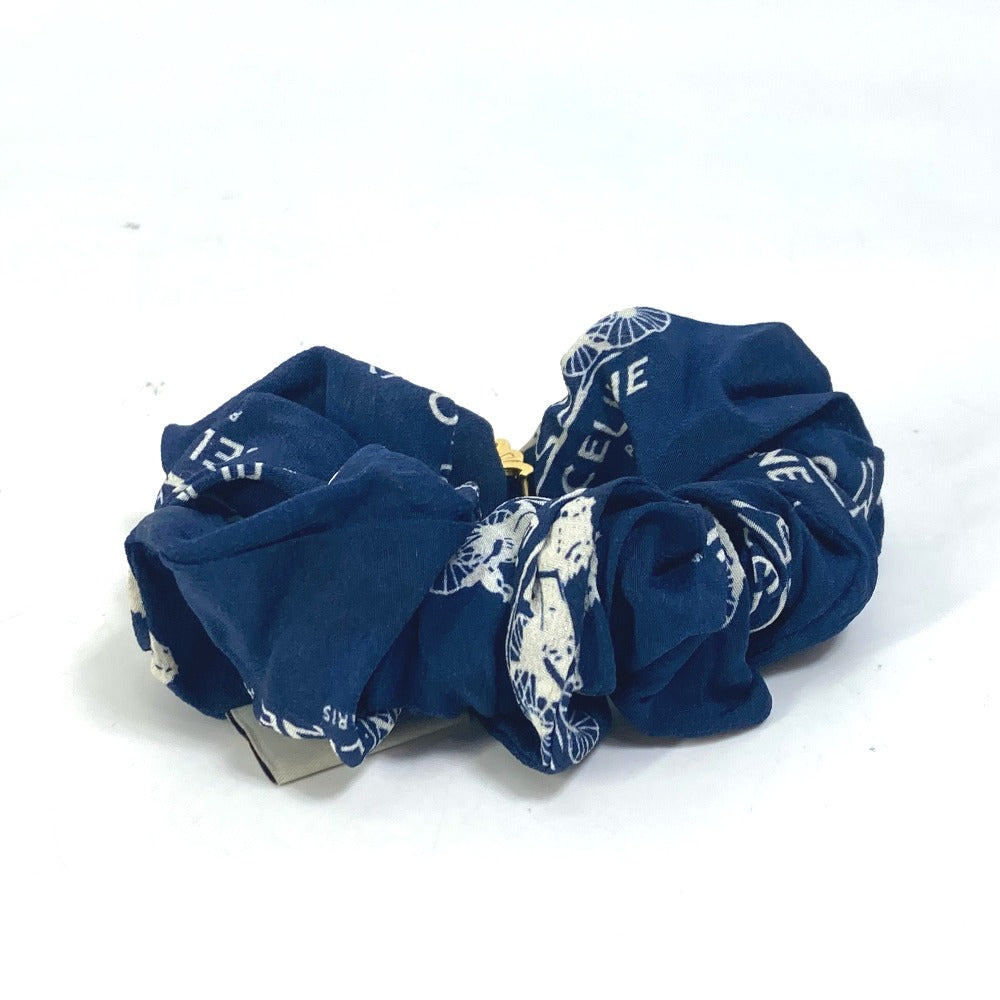 CELINE Sulky Logo Hair Accessory, Silk Scrunchie, Women's, Blue