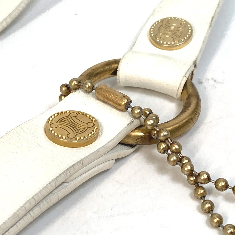 CELINE Pet Supplies Triomphe Dog Lead with Charm, Vintage Leather Dog Lead, Unisex, White
