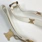 CELINE Pet Supplies Triomphe Dog Lead with Charm, Vintage Leather Dog Lead, Unisex, White