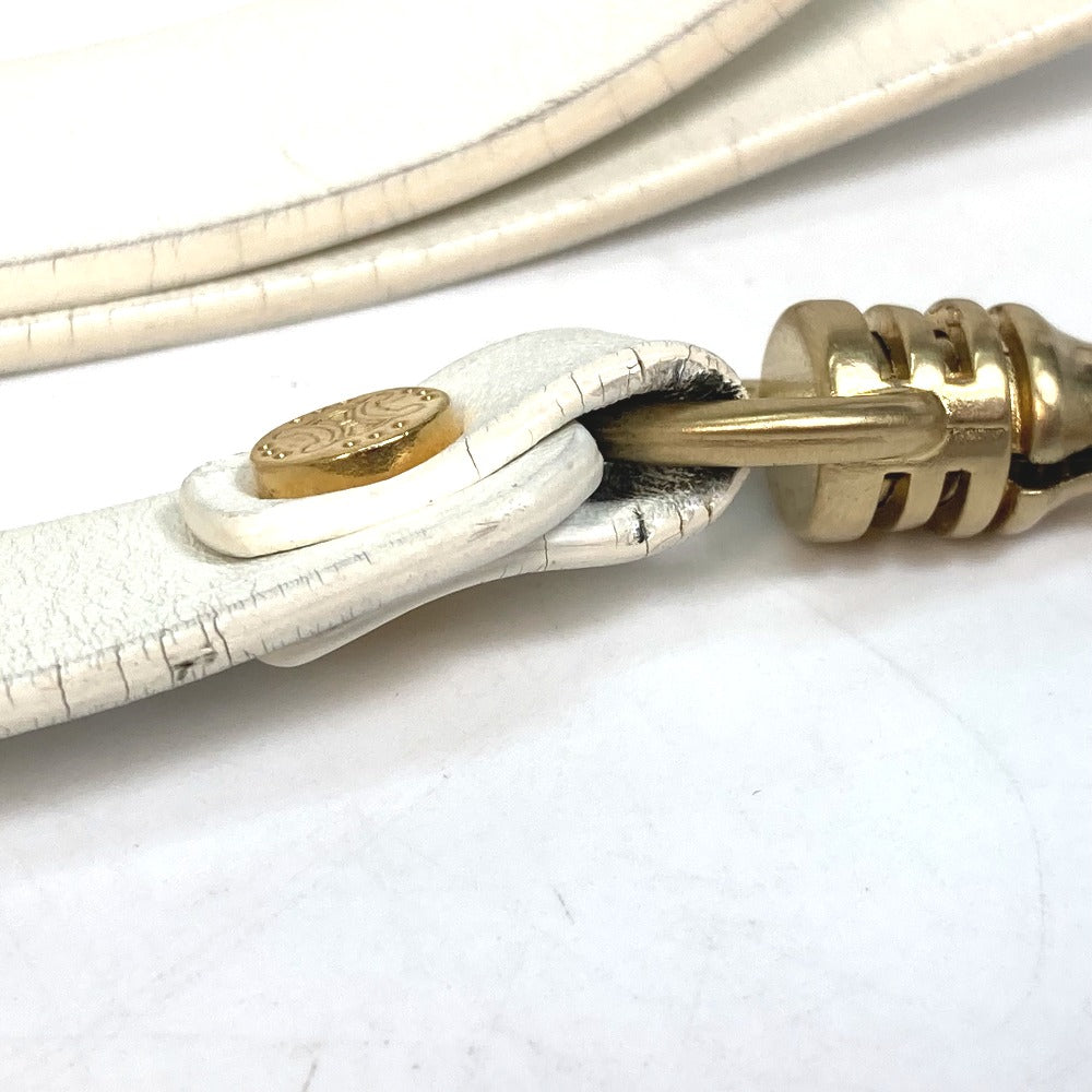 CELINE Pet Supplies Triomphe Dog Lead with Charm, Vintage Leather Dog Lead, Unisex, White