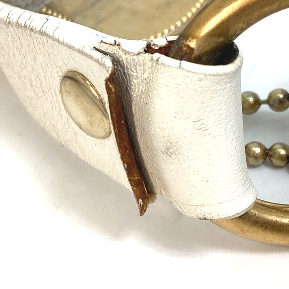 CELINE Pet Supplies Triomphe Dog Lead with Charm, Vintage Leather Dog Lead, Unisex, White