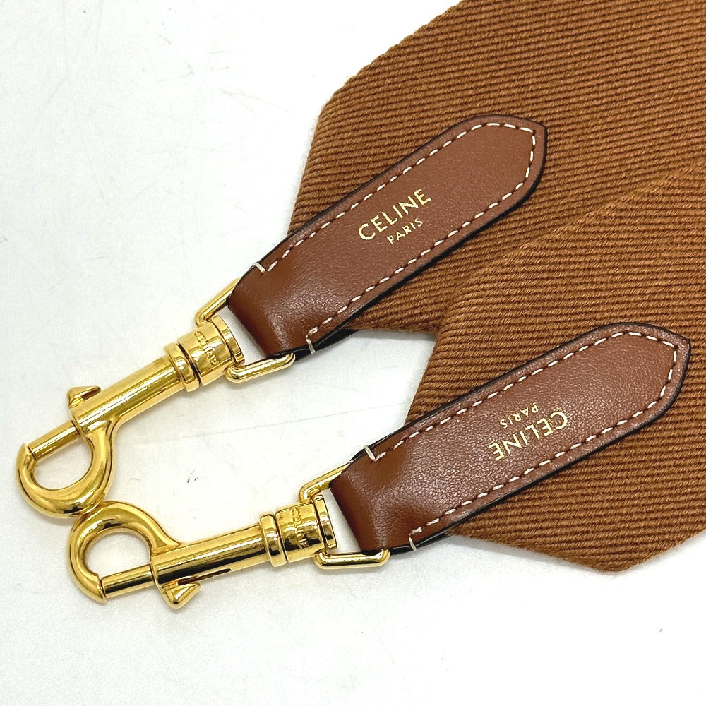 CELINE Logo Shoulder Strap Canvas/Leather Women's Brown
