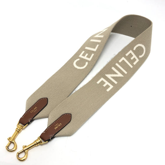 CELINE 49S022 Logo Jacquard Short Shoulder Strap Canvas/Leather Beige