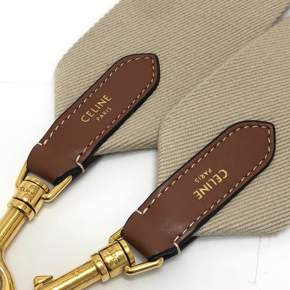 CELINE 49S022 ロゴ ジャガード ショート ショルダーストラップ キャンバス/レザー レディース ベージュ