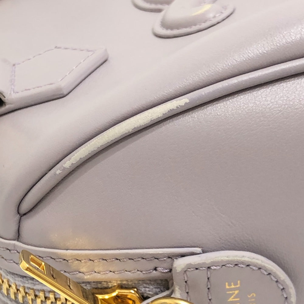 CELINE Triomphe 2-Way Handbag, Shoulder Bag, Mini Boston Bag, Leather, Women's, Purple
