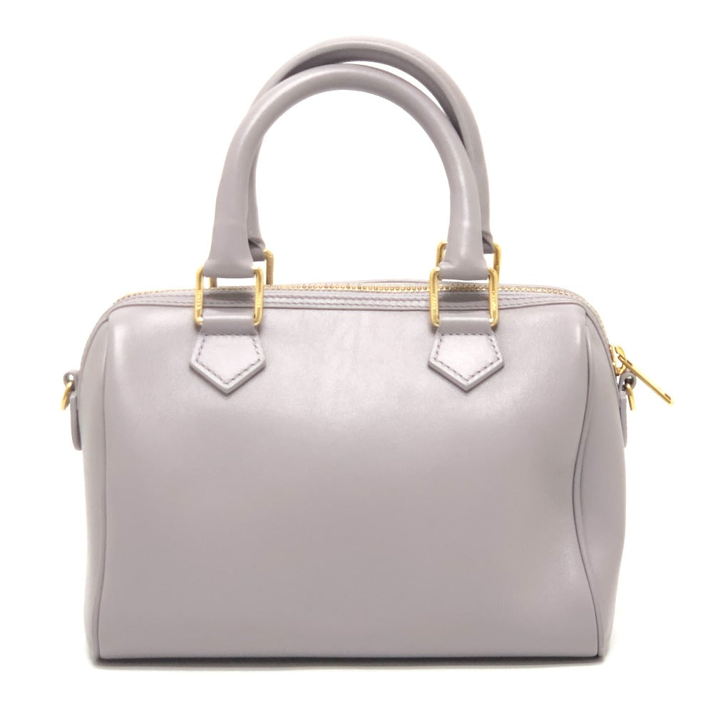 CELINE Triomphe 2-Way Handbag, Shoulder Bag, Mini Boston Bag, Leather, Women's, Purple