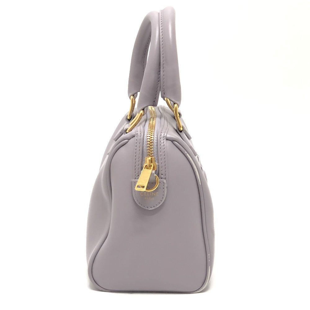 CELINE Triomphe 2-Way Handbag, Shoulder Bag, Mini Boston Bag, Leather, Women's, Purple