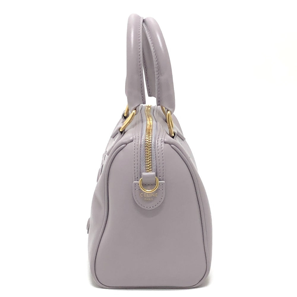 CELINE Triomphe 2-Way Handbag, Shoulder Bag, Mini Boston Bag, Leather, Women's, Purple