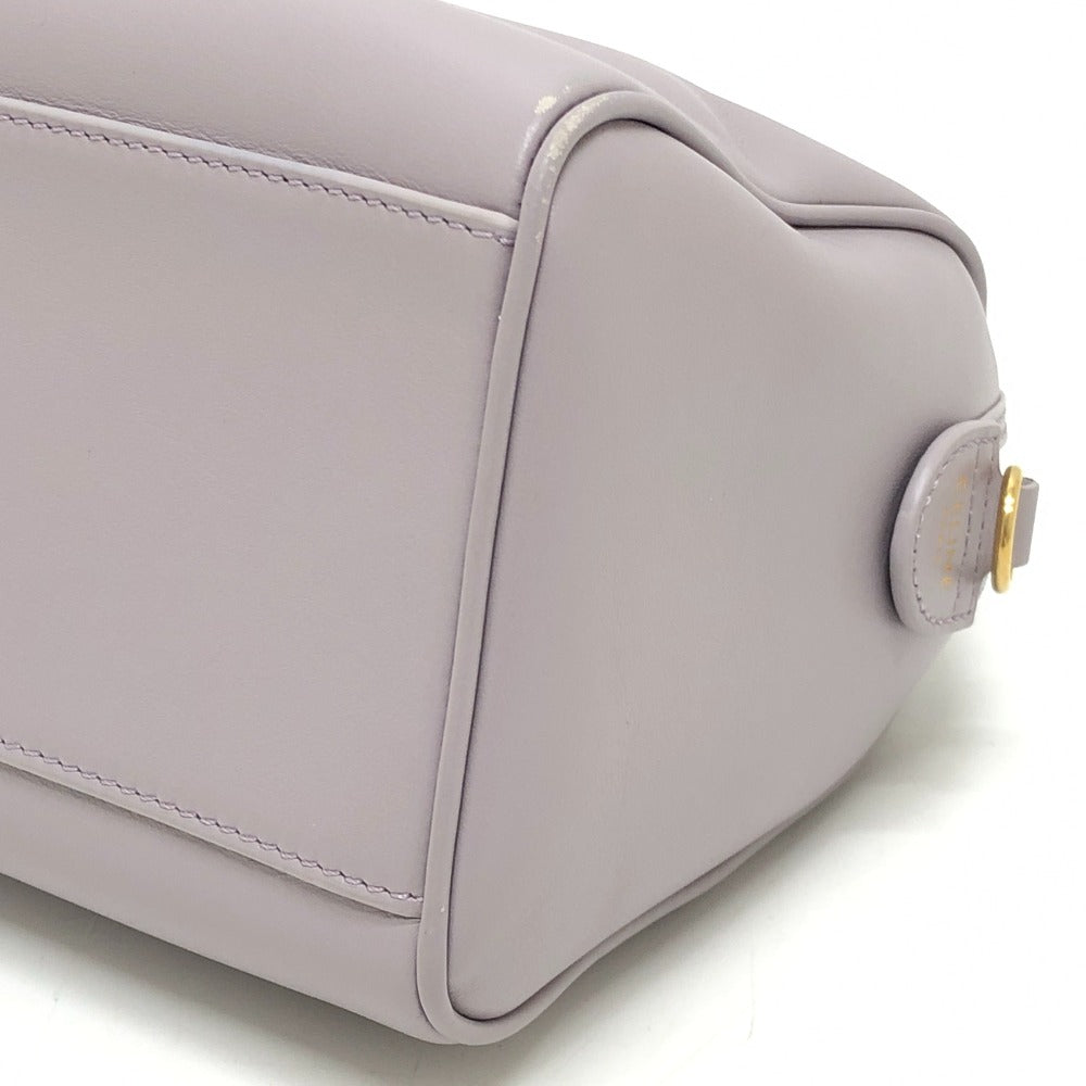 CELINE Triomphe 2-Way Handbag, Shoulder Bag, Mini Boston Bag, Leather, Women's, Purple