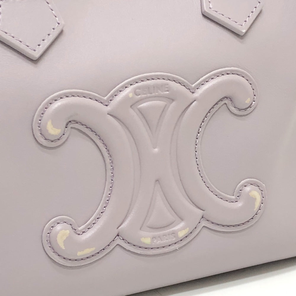CELINE Triomphe 2-Way Handbag, Shoulder Bag, Mini Boston Bag, Leather, Women's, Purple