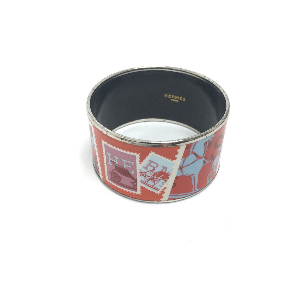 HERMES Men's Orange Enamel TGM Cloisonné Bangle