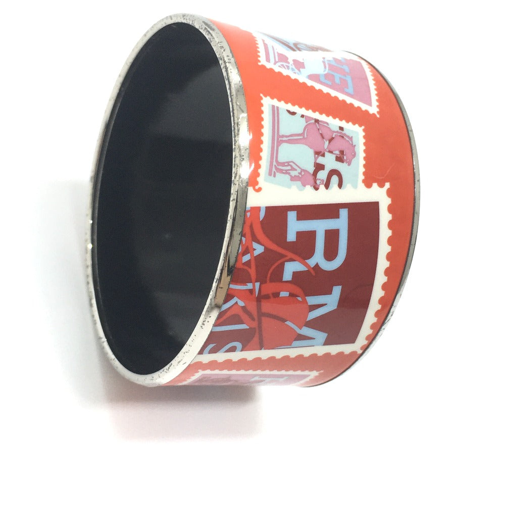 HERMES Men's Orange Enamel TGM Cloisonné Bangle