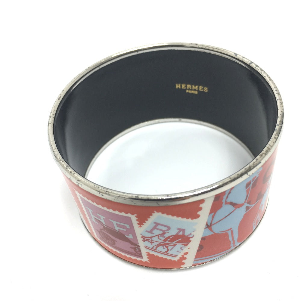 HERMES Men's Orange Enamel TGM Cloisonné Bangle