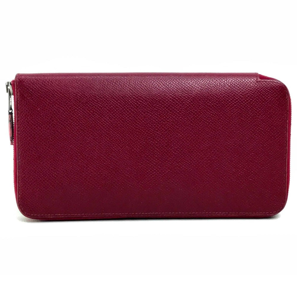 HERMES Silk-in Azap Long Round Zipper Wallet Epson Women's Ruby