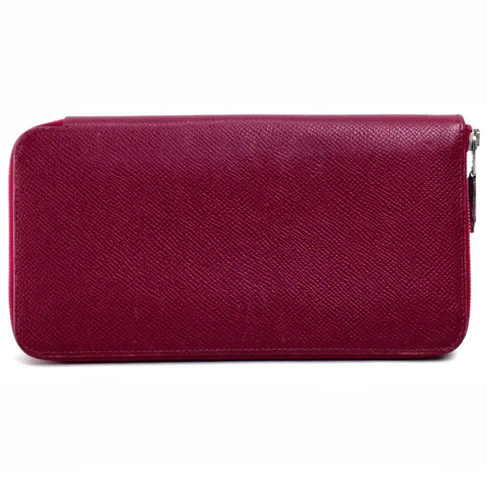 HERMES Silk-in Azap Long Round Zipper Wallet Epson Women's Ruby