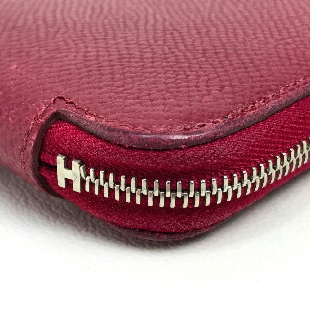 HERMES Silk-in Azap Long Round Zipper Wallet Epson Women's Ruby