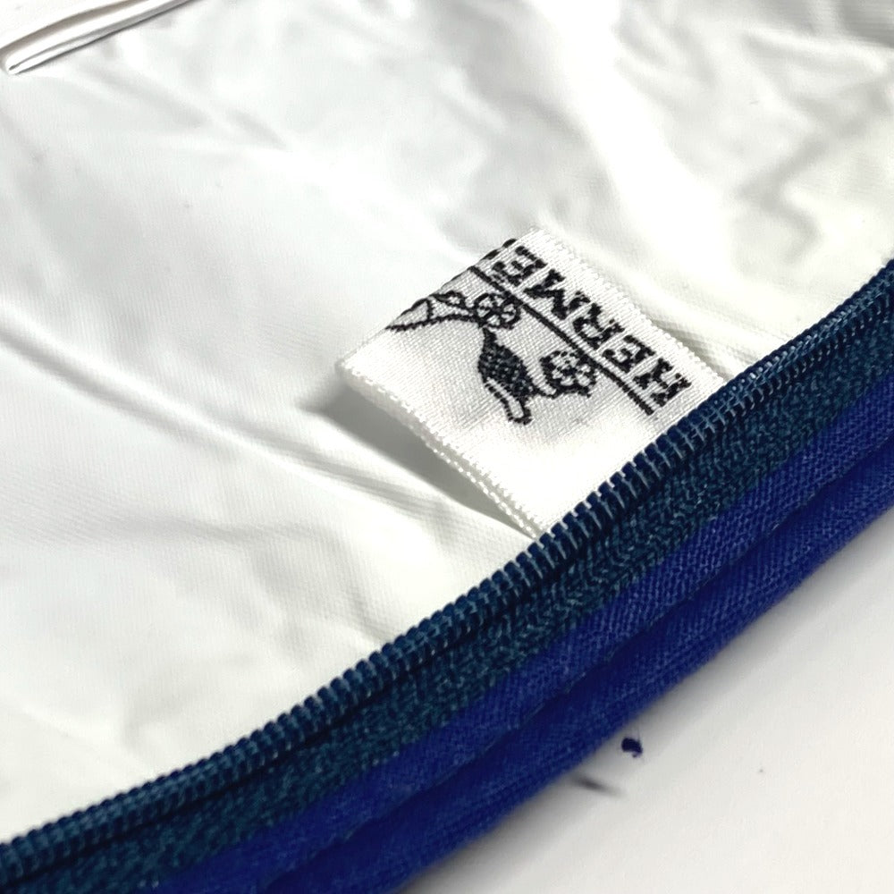 HERMES 馬柄 パイル ビーチポーチ ロゴ クラッチバッグ クラッチバッグ カバン マルチポーチ メイクポーチ ポーチ パイル レディース ネイビー