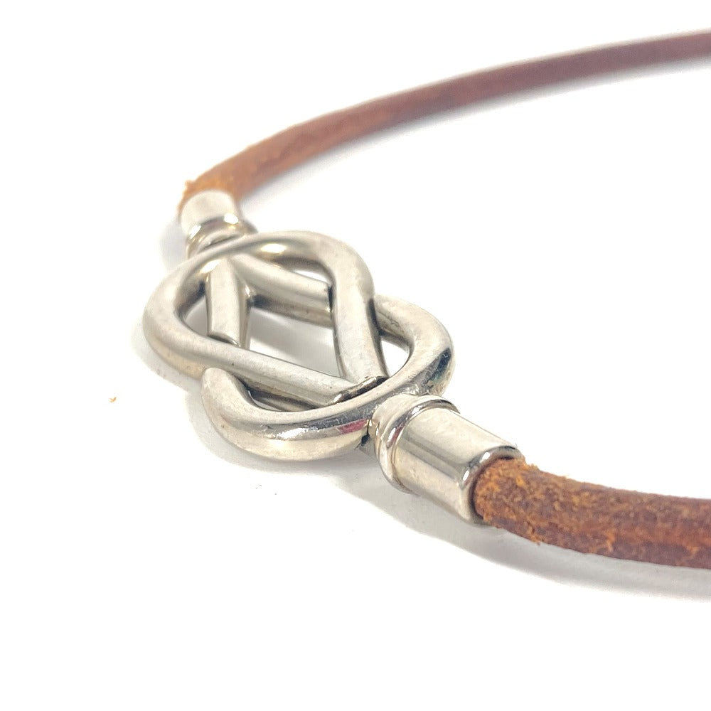 HERMES ネックレス アタメ 2重ブレスレット アクセサリー チョーカー レザー メンズ ブラウン