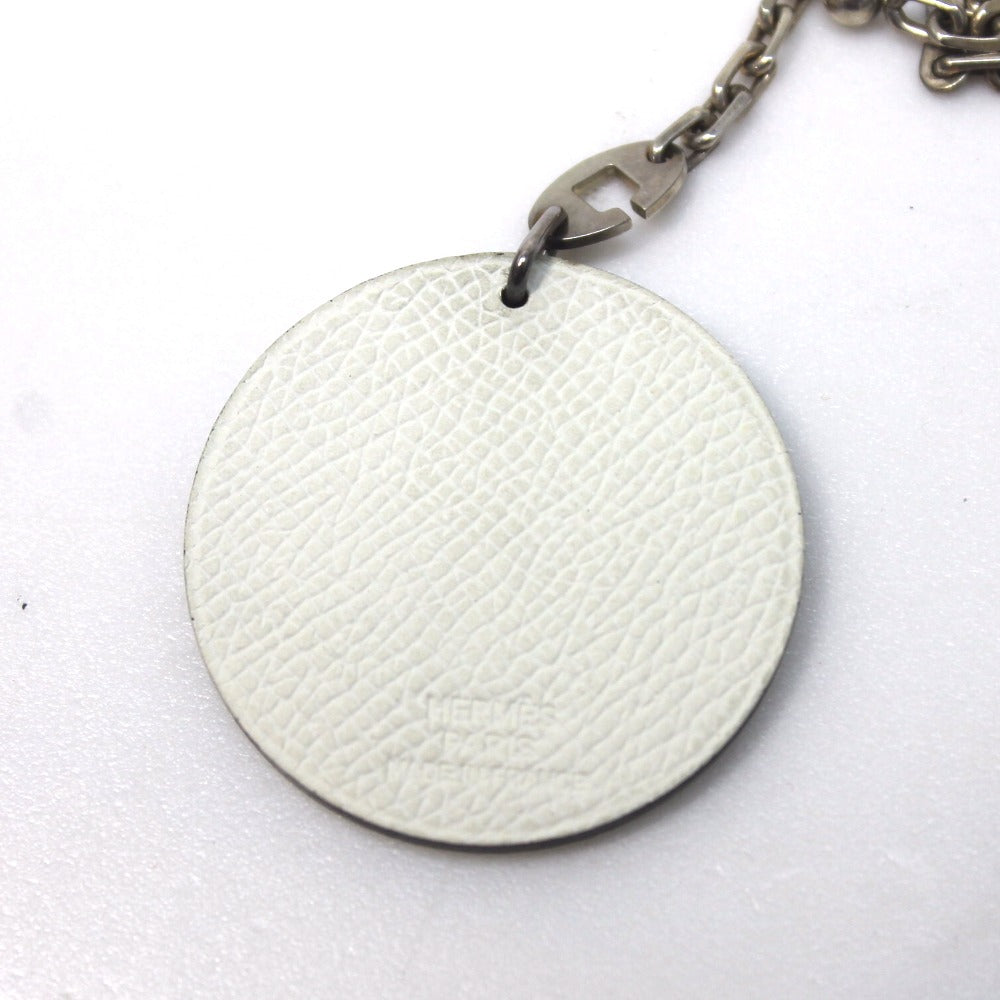 HERMES Noe Panda Animal Keychain for Men and Women, Leather, Unisex, White x Black, White