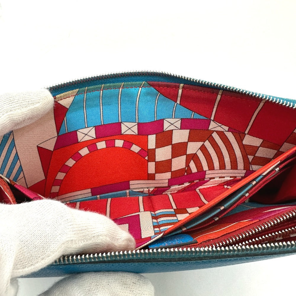 HERMES Azap Long Silk-in Wallet, Epson, Women's, Blue