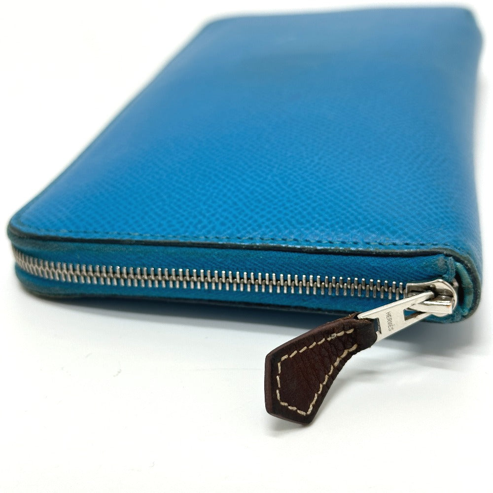 HERMES Azap Long Silk-in Wallet, Epson, Women's, Blue