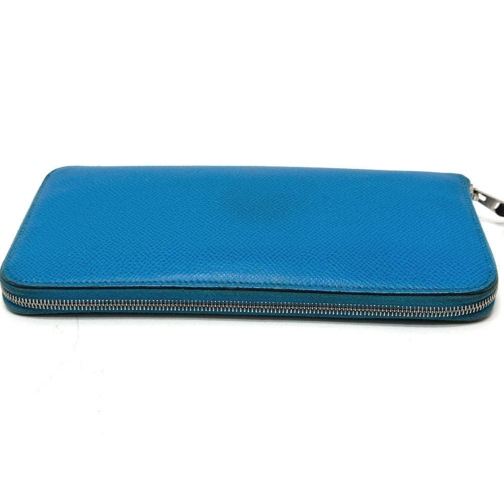 HERMES Azap Long Silk-in Wallet, Epson, Women's, Blue
