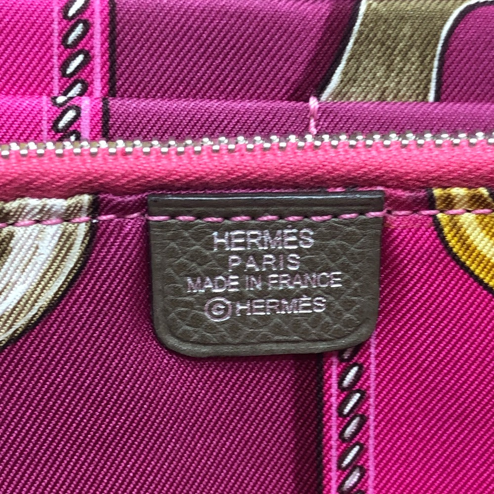 HERMES アザップロング シルクイン ラウンドファスナー ロングウォレット 長財布 ヴォーエプソン レディース エトゥープ ブラウン