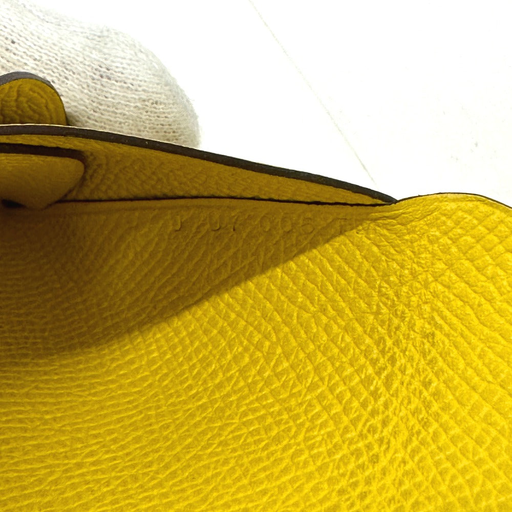 HERMES Calvi Duo coin purse, card case, Epson, women's, Jaune, yellow