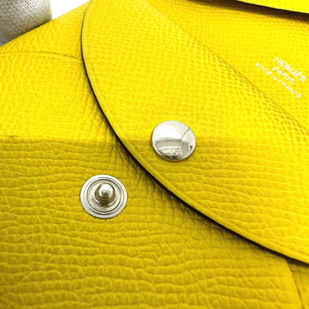 HERMES Calvi Duo coin purse, card case, Epson, women's, Jaune, yellow