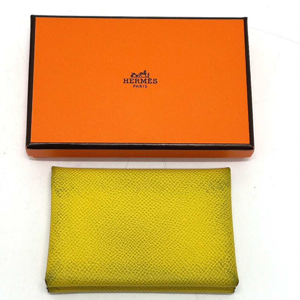 HERMES Calvi Duo coin purse, card case, Epson, women's, Jaune, yellow