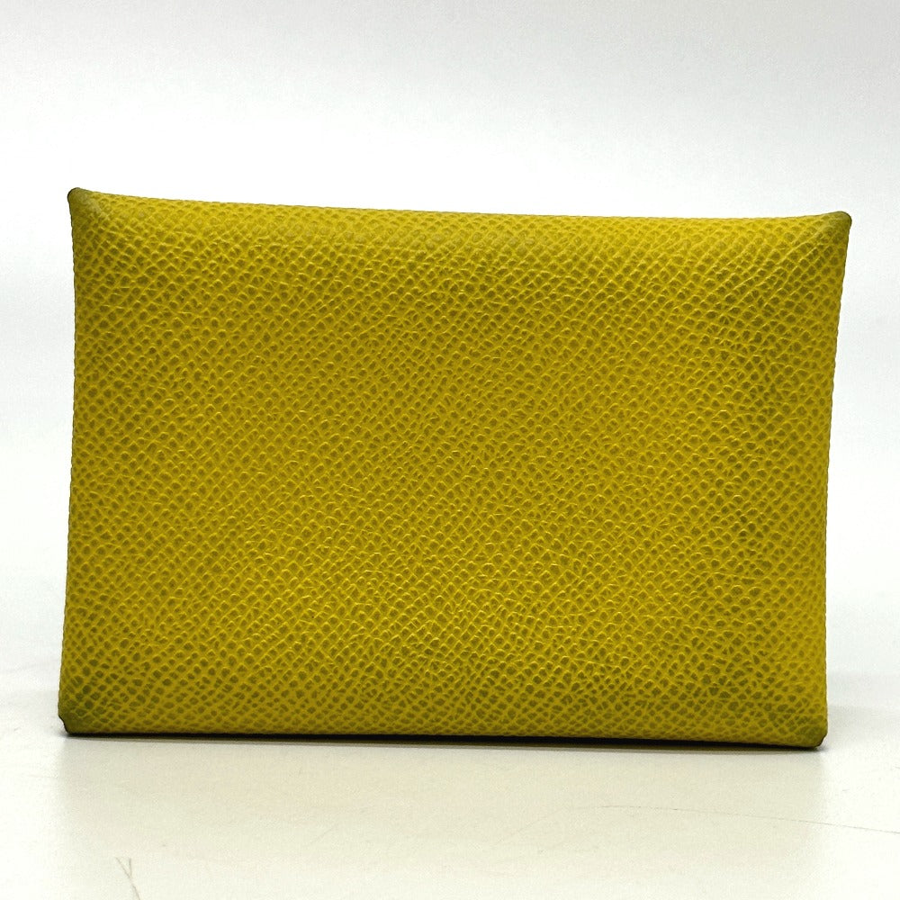 HERMES Calvi Duo coin purse, card case, Epson, women's, Jaune, yellow