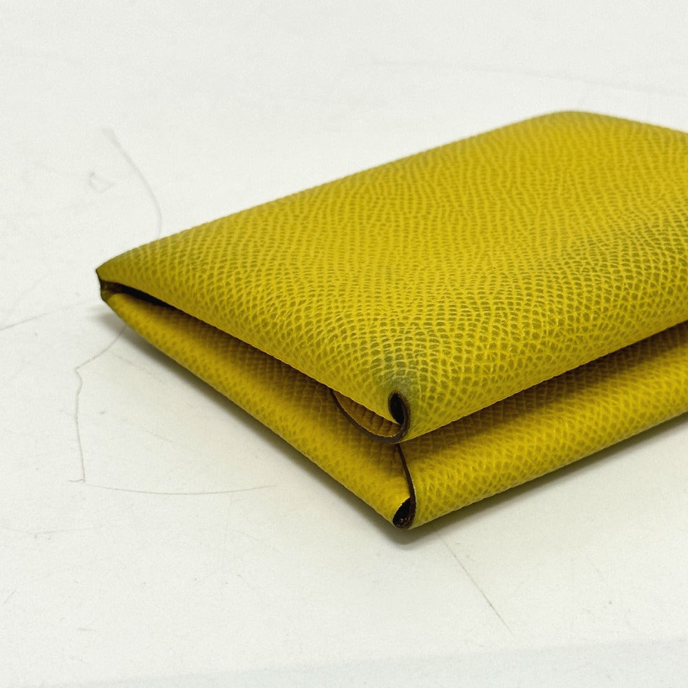 HERMES Calvi Duo coin purse, card case, Epson, women's, Jaune, yellow
