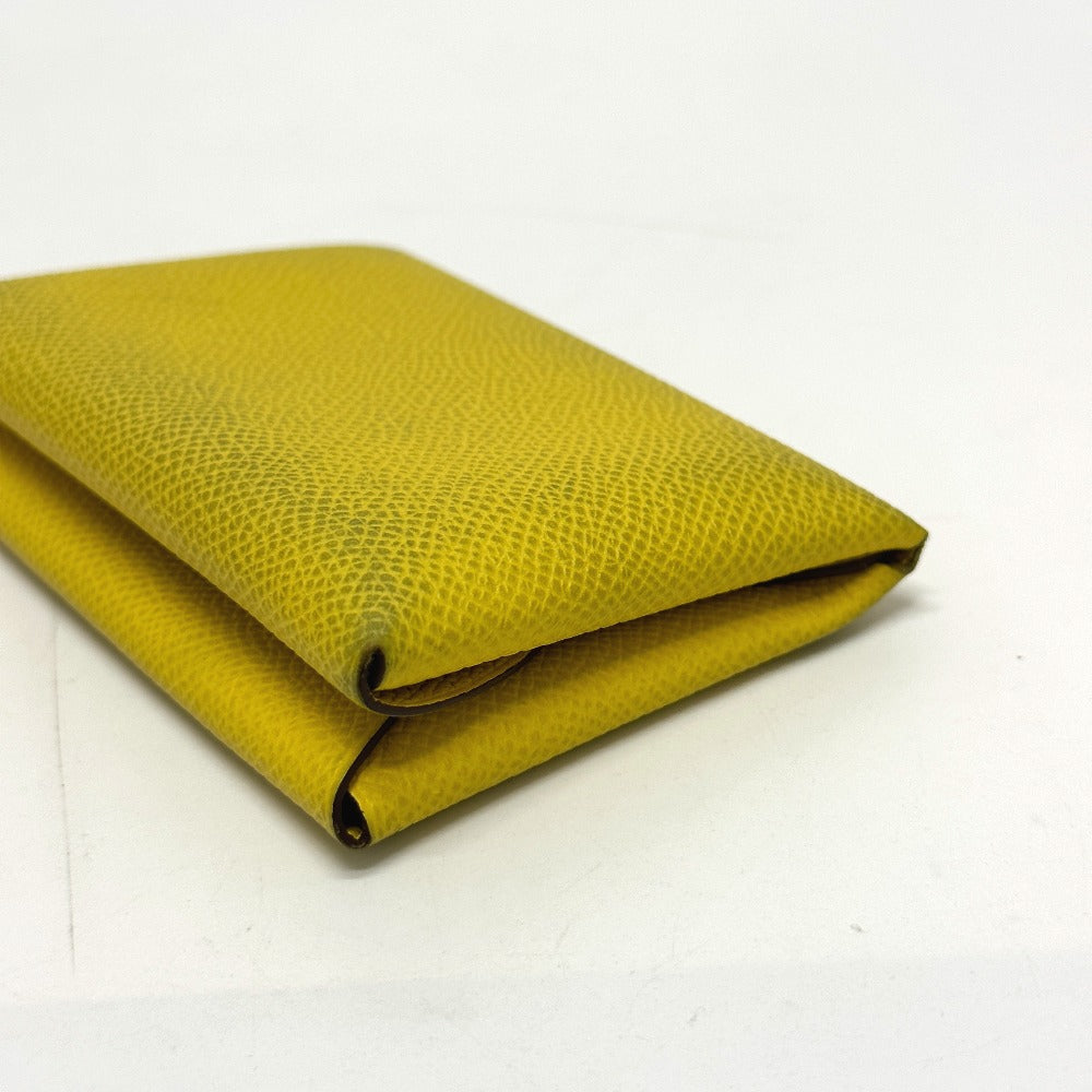 HERMES Calvi Duo coin purse, card case, Epson, women's, Jaune, yellow