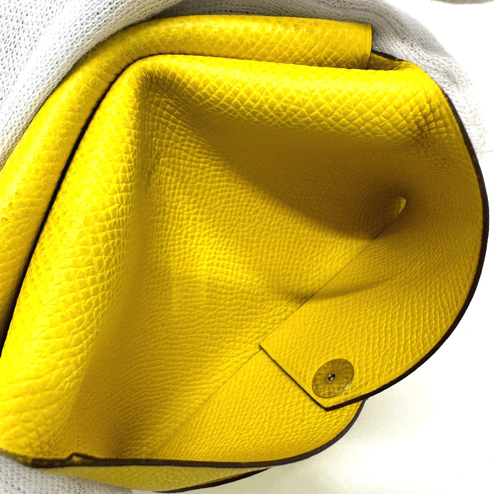 HERMES Calvi Duo coin purse, card case, Epson, women's, Jaune, yellow