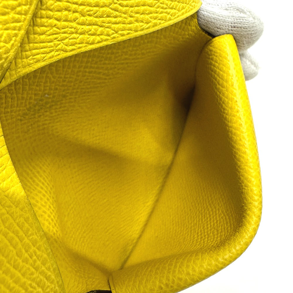 HERMES Calvi Duo coin purse, card case, Epson, women's, Jaune, yellow