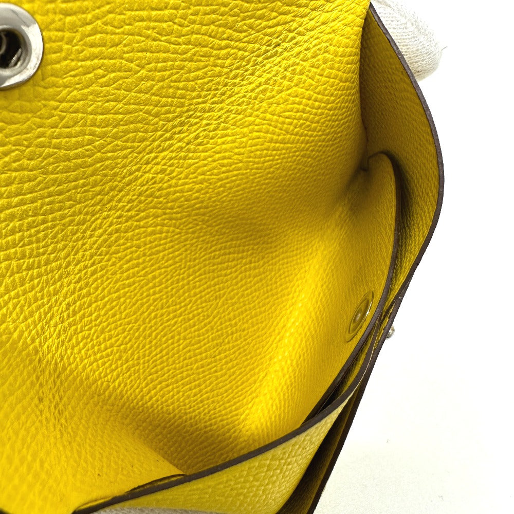 HERMES Calvi Duo coin purse, card case, Epson, women's, Jaune, yellow