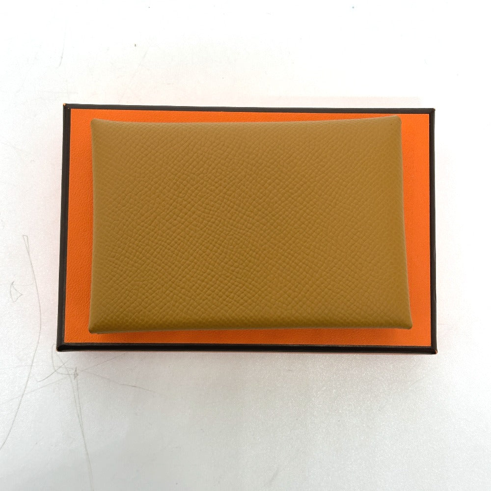 HERMES カルヴィ デュオ 名刺入れ 二つ折り 財布 コインケース ウォレット カードケース エプソン レディース セサミ ブラウン
