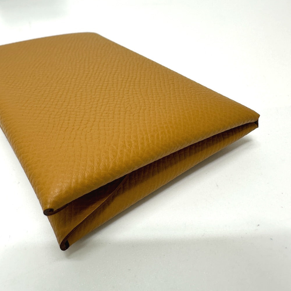 HERMES カルヴィ デュオ 名刺入れ 二つ折り 財布 コインケース ウォレット カードケース エプソン レディース セサミ ブラウン