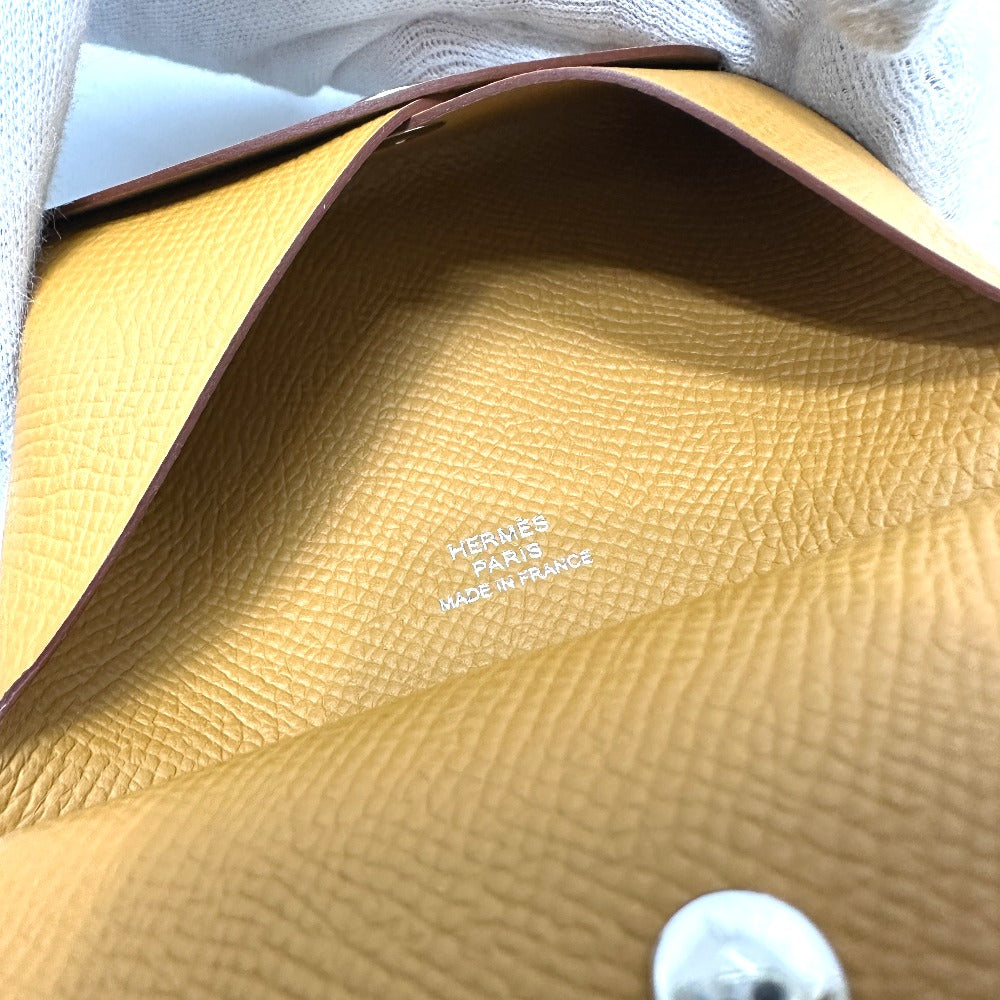 HERMES カルヴィ デュオ 名刺入れ 二つ折り 財布 コインケース ウォレット カードケース エプソン レディース セサミ ブラウン