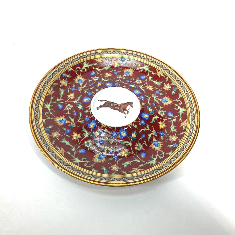 HERMES Cheval Durian coffee cup and saucer set (pair) in multicolor.