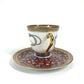 HERMES Cheval Durian coffee cup and saucer set (pair) in multicolor.
