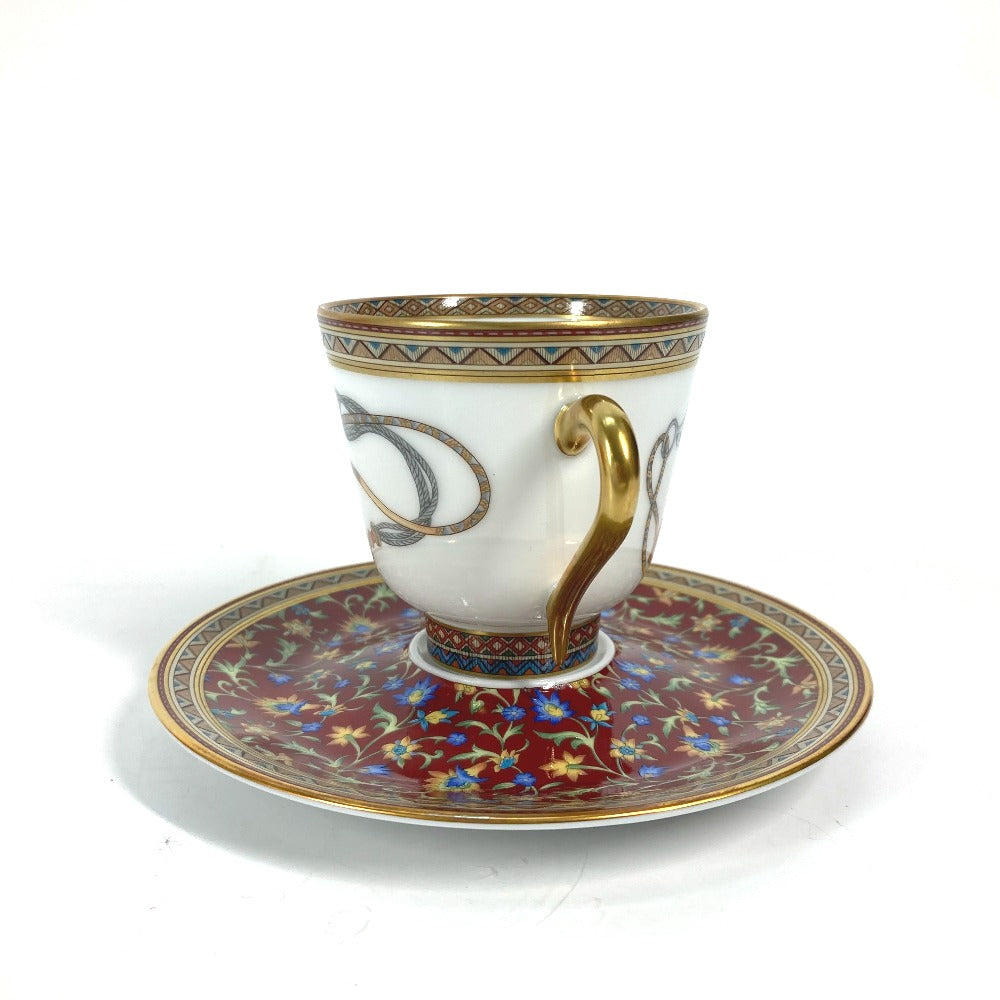 HERMES Cheval Durian coffee cup and saucer set (pair) in multicolor.