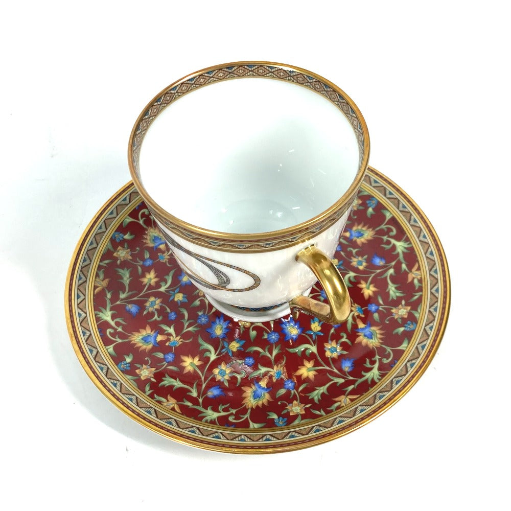 HERMES Cheval Durian coffee cup and saucer set (pair) in multicolor.