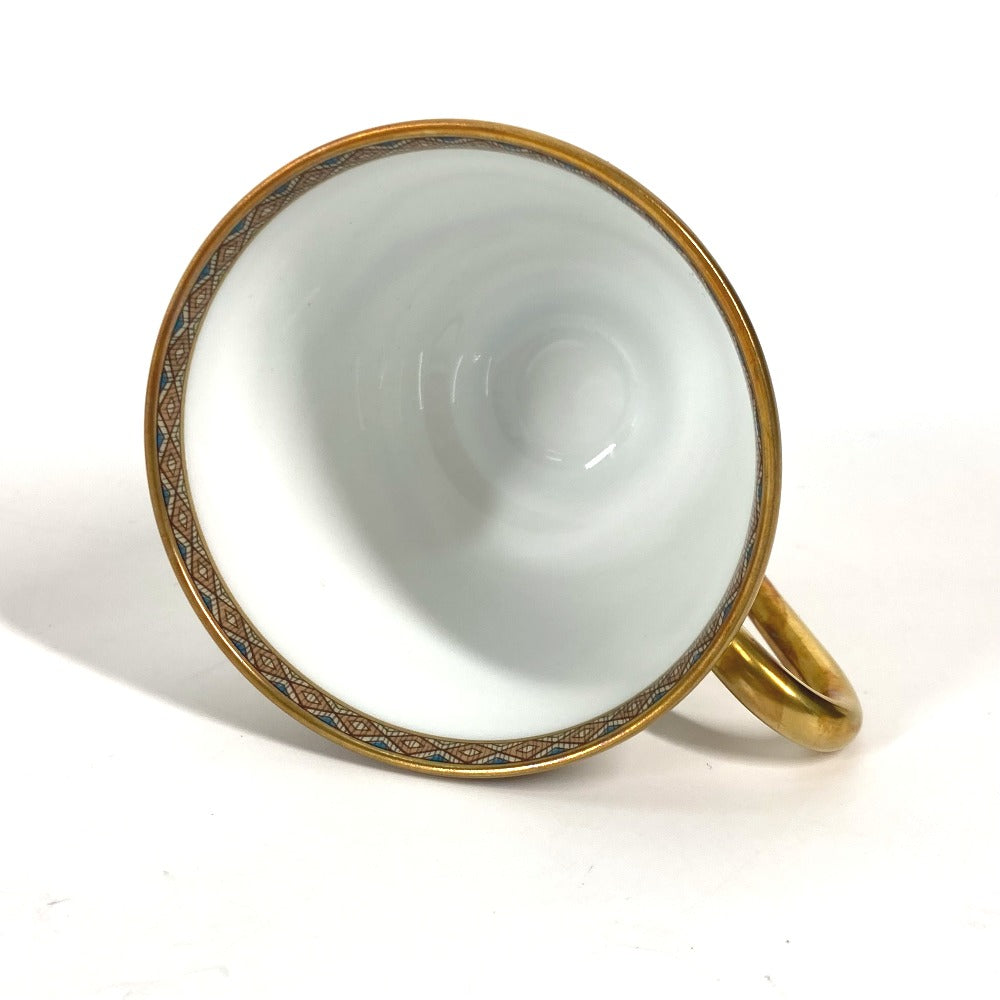 HERMES Cheval Durian coffee cup and saucer set (pair) in multicolor.