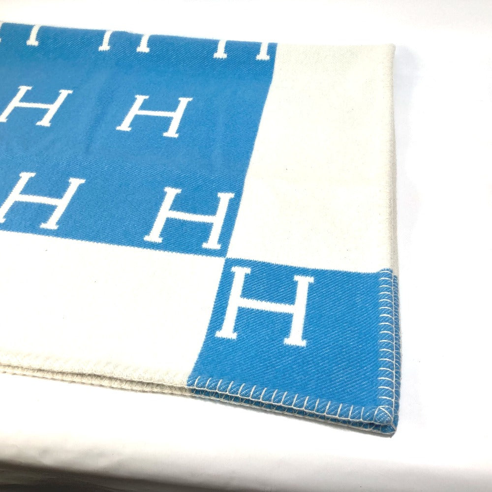 HERMES Plaid Avalon Interior Throw Blanket, Wool/Cashmere, Kids, Blue